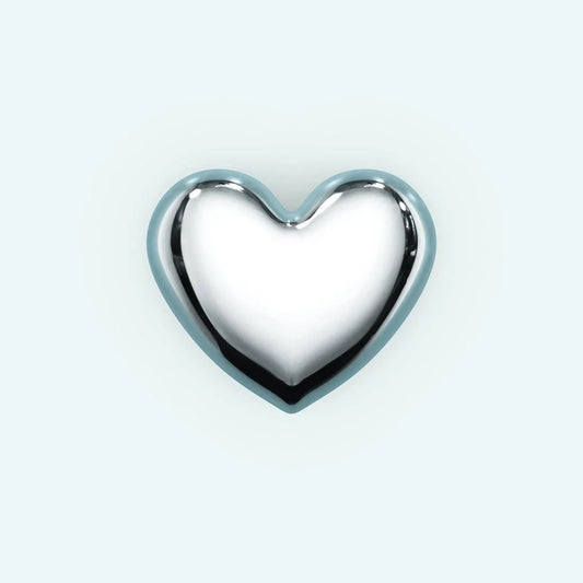 Puffy Stud Earrings - Silver Heart