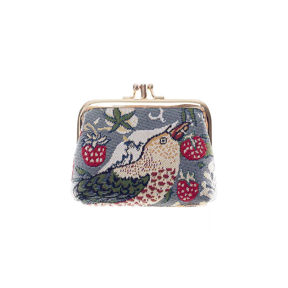 Strawberry Thief Grey Coin Clasp Frame Purse