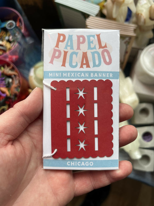 Papel Picado Chicago Flag Mini Banner by J Guzman Studio