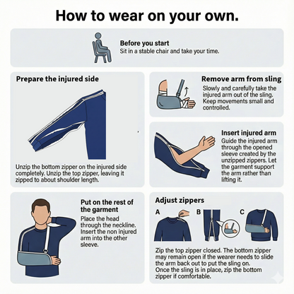 Unisex Easy-On/Off Sweatshirt (Upper Limb Injury/Bone Fracture Recovery)