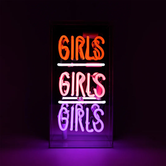 'Girls Girls Girls' Acrylic Box Neon Light