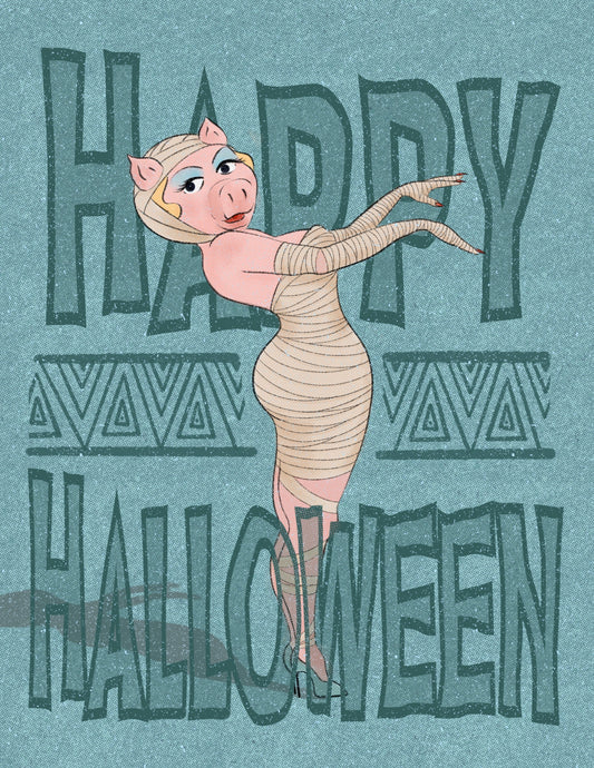 Piggy Mummy Pin Up Card