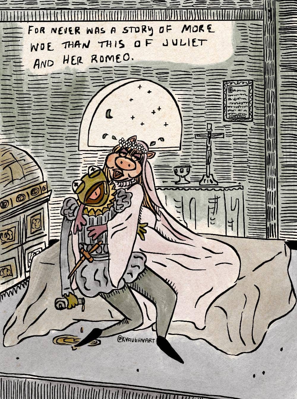 Romeo and Juliet X Kermy and Miss Piggy Original Print